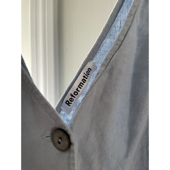 Reformation Light Blue Midi Linen w Buttons - Picture 2 of 5